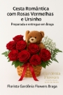 Urso com flores e chocolate